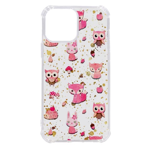 Pink Woodland Animals, Koteto iPhone 13 Pro Max TPU UV Print Case from ArtsNow.com Front