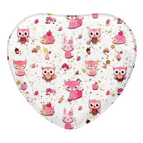 Pink Woodland Animals, Koteto Heart Glass Fridge Magnet (4 pack) from ArtsNow.com Front