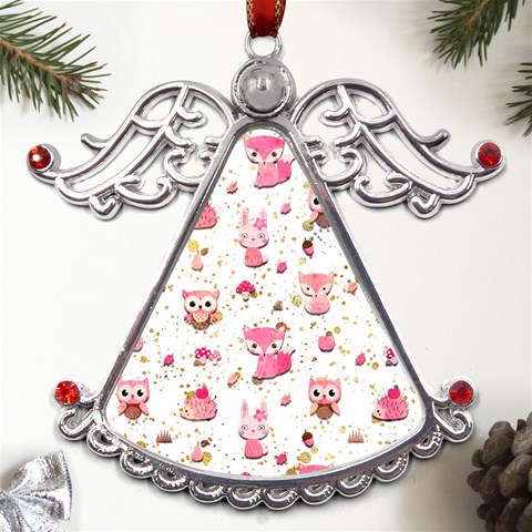 Pink Woodland Animals, Koteto Metal Angel with Crystal Ornament from ArtsNow.com Front