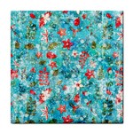 Snowy Winter Foliage, Adoxali, Christmas, Berry, Blue Tile Coaster