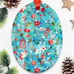 Snowy Winter Foliage, Adoxali, Christmas, Berry, Blue Ornament (Oval)