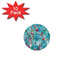 Snowy Winter Foliage, Adoxali, Christmas, Berry, Blue 1  Mini Buttons (10 pack) 