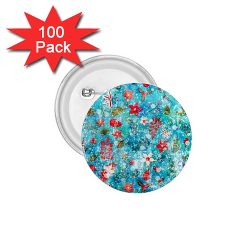 Snowy Winter Foliage, Adoxali, Christmas, Berry, Blue 1.75  Buttons (100 pack)  from ArtsNow.com Front