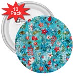 Snowy Winter Foliage, Adoxali, Christmas, Berry, Blue 3  Buttons (10 pack) 