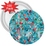 Snowy Winter Foliage, Adoxali, Christmas, Berry, Blue 3  Buttons (100 pack) 