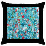 Snowy Winter Foliage, Adoxali, Christmas, Berry, Blue Throw Pillow Case (Black)