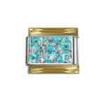 Snowy Winter Foliage, Adoxali, Christmas, Berry, Blue Gold Trim Italian Charm (9mm)