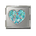 Snowy Winter Foliage, Adoxali, Christmas, Berry, Blue Mega Link Heart Italian Charm (18mm)