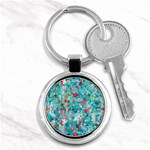 Snowy Winter Foliage, Adoxali, Christmas, Berry, Blue Key Chain (Round)