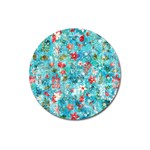 Snowy Winter Foliage, Adoxali, Christmas, Berry, Blue Magnet 3  (Round)