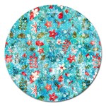 Snowy Winter Foliage, Adoxali, Christmas, Berry, Blue Magnet 5  (Round)