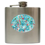 Snowy Winter Foliage, Adoxali, Christmas, Berry, Blue Hip Flask (6 oz)