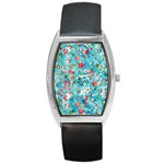 Snowy Winter Foliage, Adoxali, Christmas, Berry, Blue Barrel Style Metal Watch