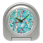 Snowy Winter Foliage, Adoxali, Christmas, Berry, Blue Travel Alarm Clock