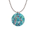 Snowy Winter Foliage, Adoxali, Christmas, Berry, Blue 1  Button Necklace