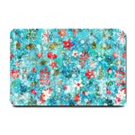 Snowy Winter Foliage, Adoxali, Christmas, Berry, Blue Small Doormat