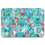 Snowy Winter Foliage, Adoxali, Christmas, Berry, Blue Large Doormat