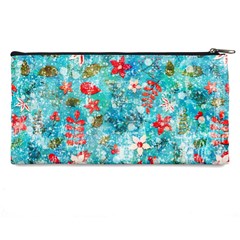 Snowy Winter Foliage, Adoxali, Christmas, Berry, Blue Pencil Cases from ArtsNow.com Back