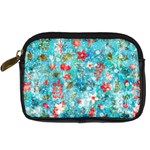 Snowy Winter Foliage, Adoxali, Christmas, Berry, Blue Digital Camera Leather Case