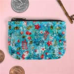 Snowy Winter Foliage, Adoxali, Christmas, Berry, Blue Mini Coin Purse