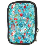 Snowy Winter Foliage, Adoxali, Christmas, Berry, Blue Compact Camera Leather Case