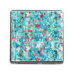 Snowy Winter Foliage, Adoxali, Christmas, Berry, Blue Memory Card Reader (Square 5 Slot)