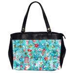 Snowy Winter Foliage, Adoxali, Christmas, Berry, Blue Oversize Office Handbag (2 Sides)