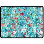 Snowy Winter Foliage, Adoxali, Christmas, Berry, Blue Fleece Blanket (Large)