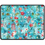 Snowy Winter Foliage, Adoxali, Christmas, Berry, Blue Fleece Blanket (Medium)