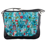 Snowy Winter Foliage, Adoxali, Christmas, Berry, Blue Messenger Bag