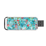 Snowy Winter Foliage, Adoxali, Christmas, Berry, Blue Portable USB Flash (One Side)