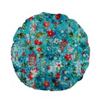 Snowy Winter Foliage, Adoxali, Christmas, Berry, Blue Standard 15  Premium Round Cushions