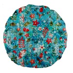 Snowy Winter Foliage, Adoxali, Christmas, Berry, Blue Large 18  Premium Round Cushions