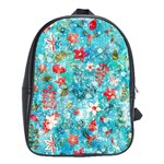 Snowy Winter Foliage, Adoxali, Christmas, Berry, Blue School Bag (XL)