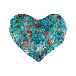 Snowy Winter Foliage, Adoxali, Christmas, Berry, Blue Standard 16  Premium Heart Shape Cushions