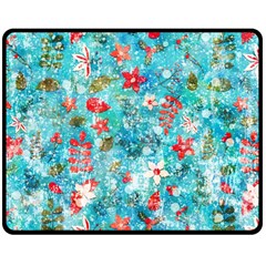 Snowy Winter Foliage, Adoxali, Christmas, Berry, Blue Two Sides Fleece Blanket (Medium) from ArtsNow.com 58.8 x47.4  Blanket Front