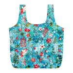 Snowy Winter Foliage, Adoxali, Christmas, Berry, Blue Full Print Recycle Bag (L)