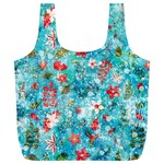 Snowy Winter Foliage, Adoxali, Christmas, Berry, Blue Full Print Recycle Bag (XL)