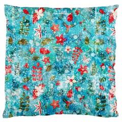 Snowy Winter Foliage, Adoxali, Christmas, Berry, Blue Large Premium Plush Fleece Cushion Case (Two Sides) from ArtsNow.com Front