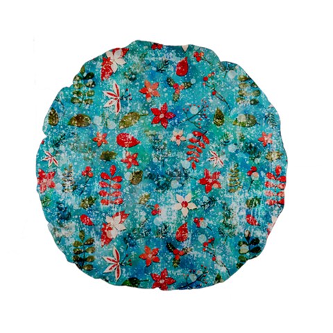 Snowy Winter Foliage, Adoxali, Christmas, Berry, Blue Standard 15  Premium Flano Round Cushions from ArtsNow.com Front