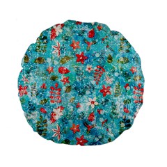 Snowy Winter Foliage, Adoxali, Christmas, Berry, Blue Standard 15  Premium Flano Round Cushions from ArtsNow.com Back