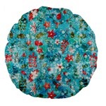 Snowy Winter Foliage, Adoxali, Christmas, Berry, Blue Large 18  Premium Flano Round Cushions