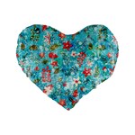 Snowy Winter Foliage, Adoxali, Christmas, Berry, Blue Standard 16  Premium Flano Heart Shape Cushions