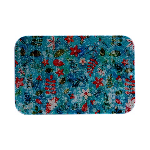 Snowy Winter Foliage, Adoxali, Christmas, Berry, Blue Open Lid Metal Box (Silver)   from ArtsNow.com Front