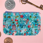 Snowy Winter Foliage, Adoxali, Christmas, Berry, Blue Large Coin Purse