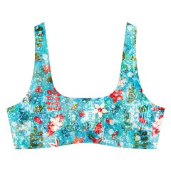 Snowy Winter Foliage, Adoxali, Christmas, Berry, Blue Cross Back Hipster Bikini Set from ArtsNow.com Front