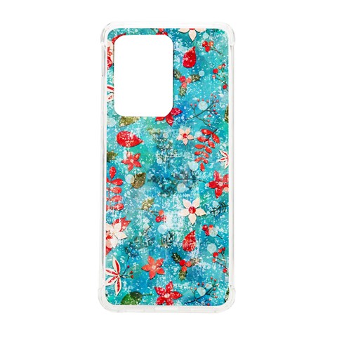 Snowy Winter Foliage, Adoxali, Christmas, Berry, Blue Samsung Galaxy S20 Ultra 6.9 Inch TPU UV Case from ArtsNow.com Front