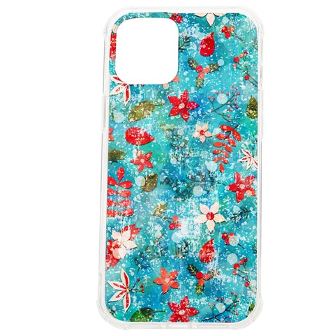 Snowy Winter Foliage, Adoxali, Christmas, Berry, Blue iPhone 12 Pro max TPU UV Print Case from ArtsNow.com Front