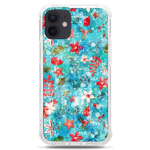 Snowy Winter Foliage, Adoxali, Christmas, Berry, Blue iPhone 12 mini TPU UV Print Case	 from ArtsNow.com Front