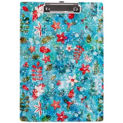 Snowy Winter Foliage, Adoxali, Christmas, Berry, Blue A4 Acrylic Clipboard from ArtsNow.com Front